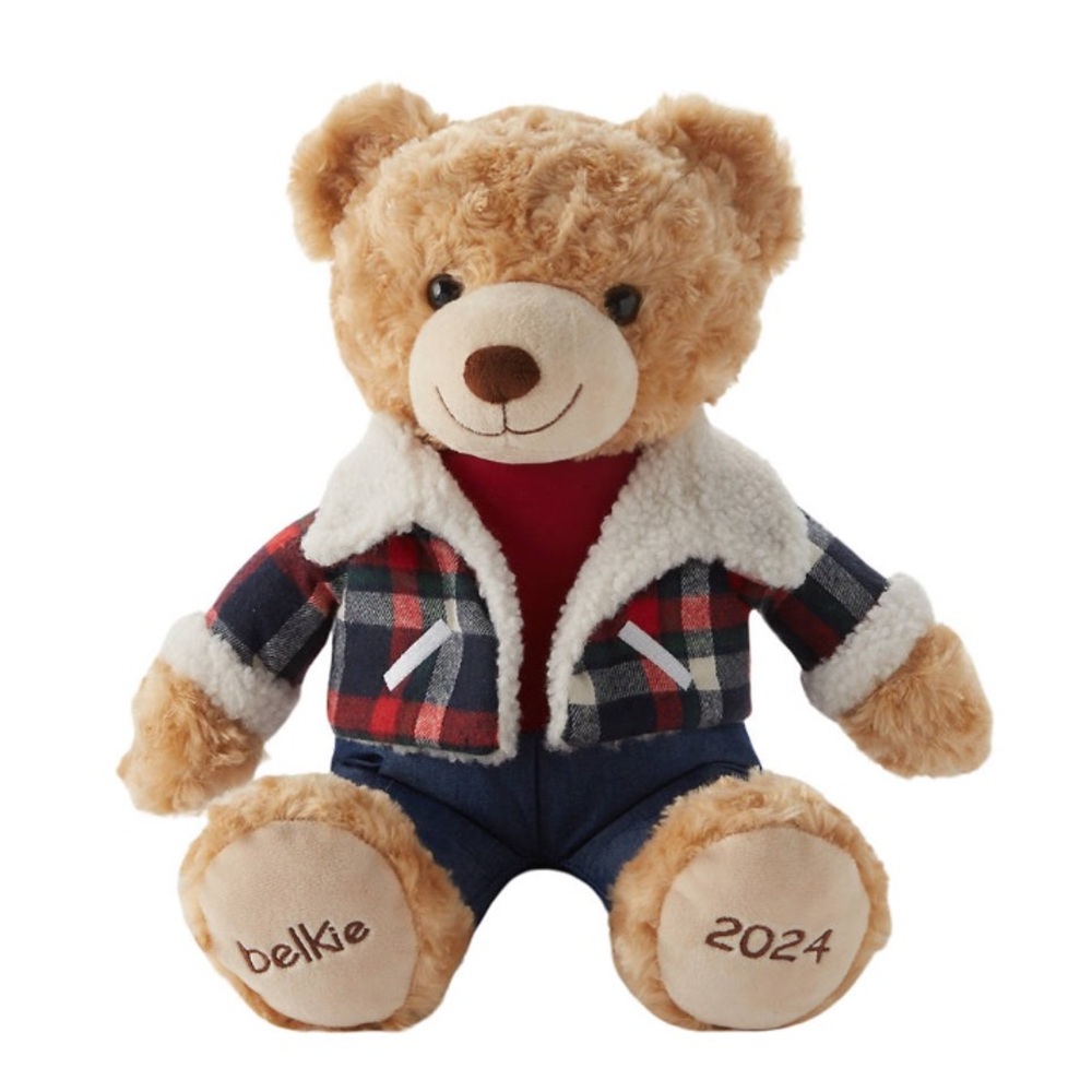 Belk 2024 Collectable Christmas Plaid Jacket Teddy Bear